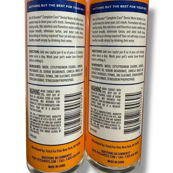 2x Arm & Hammer Dental Water Additive for Cats Complete Care Fresh Breath/Tartar - Picture 10 of 12